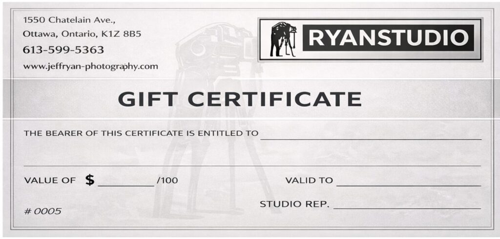 Photographer Gift Certificate